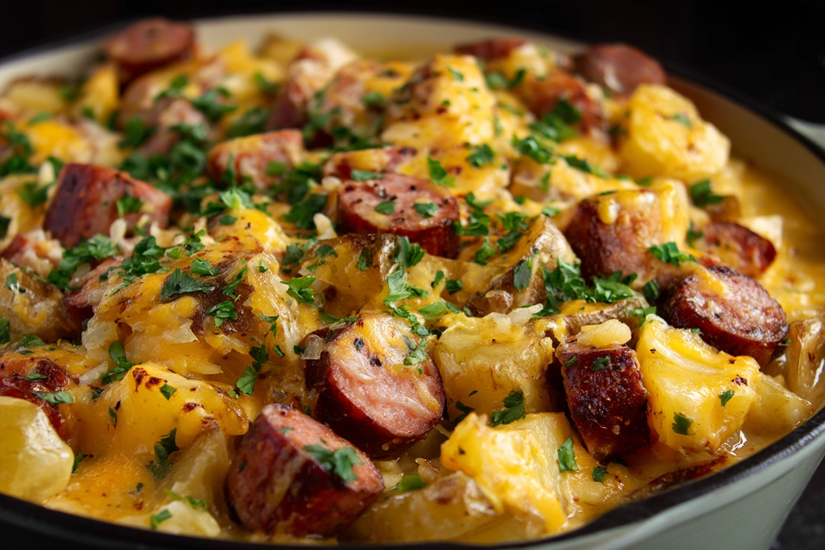 Cheesy Ranch Potatoes And Smoked Sausage
