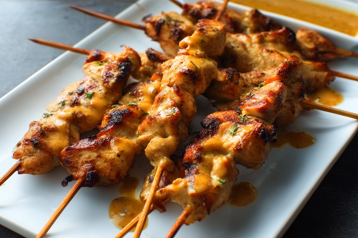 Chicken Satay With Spicy Peanut Dipping Sauce