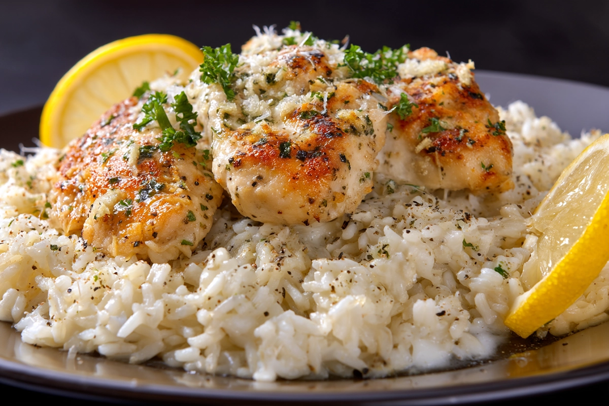 Chicken Scampi With Garlic Parmesan Rice