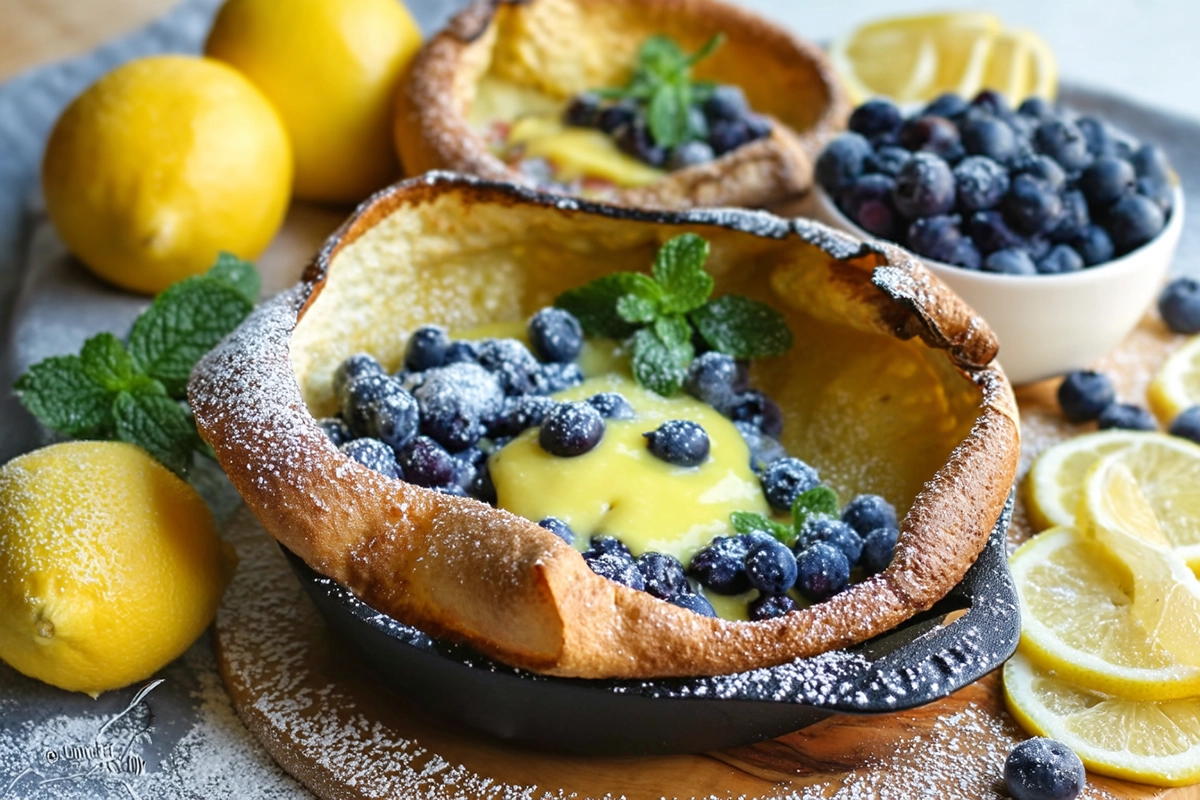 Dutch Babies With Lemon Curd And Blueberries