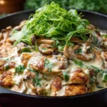 Roast Head Of Cauliflower In Creamy Mushroom Sauce