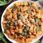 creamy sausage rigatoni