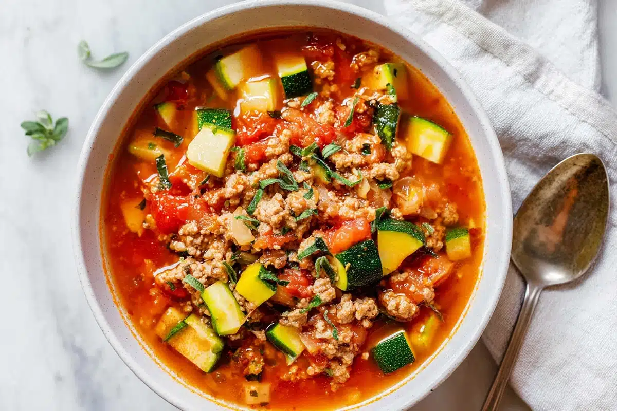 Healthy Zucchini Tomato Italian Sausage Sou