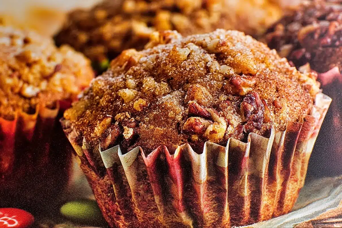 Pumpkin Pecan Muffins with Cinnamon Sugar Crumble Toppin