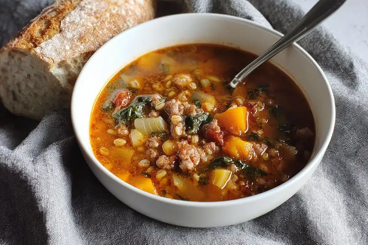 Sausage Sweet Potato & Kale Soup
