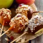 dipped apple slices on a stick
