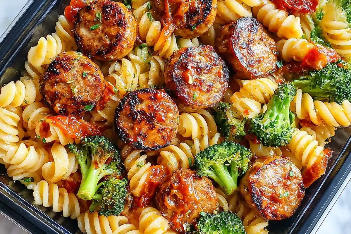 chicken sausage pasta meal prep