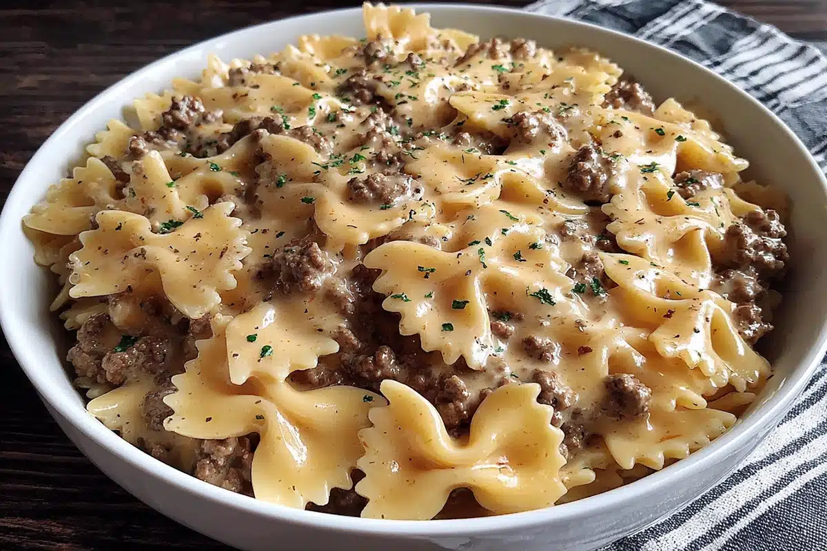 Creamy Parmesan Garlic Beef Bowtie Pasta Creamy Parmesan Garlic Beef Bowtie Pasta: A Weeknight Hero