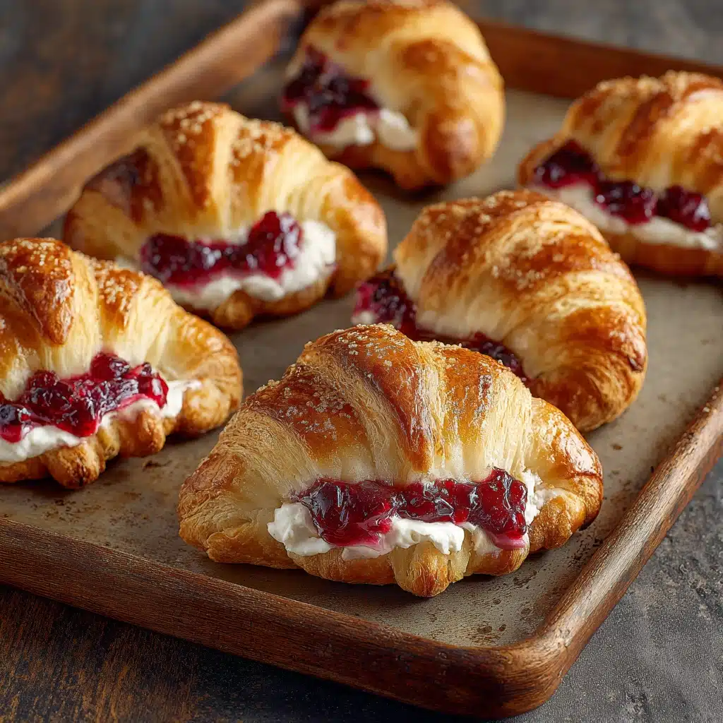 cranberry cream cheese crescent bites on rustic table