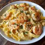 creamy shrimp fettuccine alfredo pasta