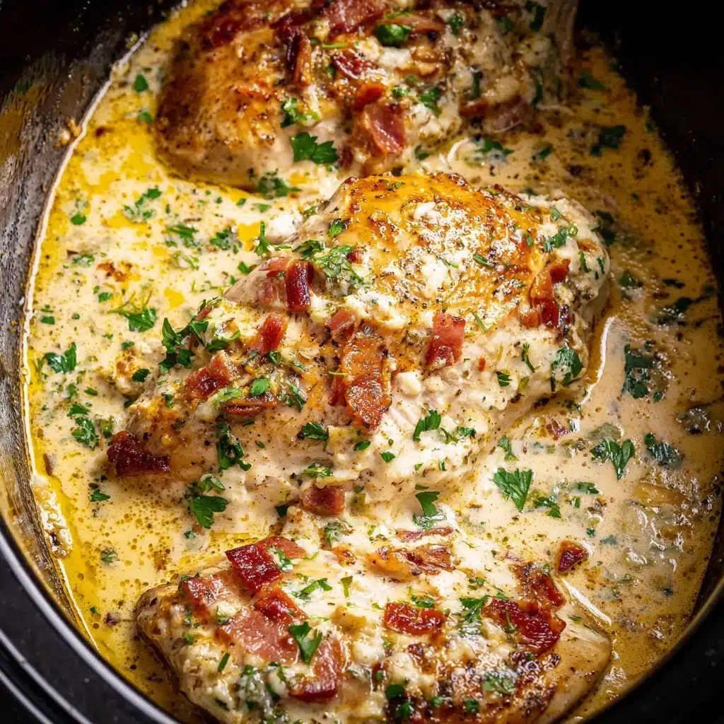 creamy crock pot marry me chicken with sun-dried tomato parmesan sauce on plate