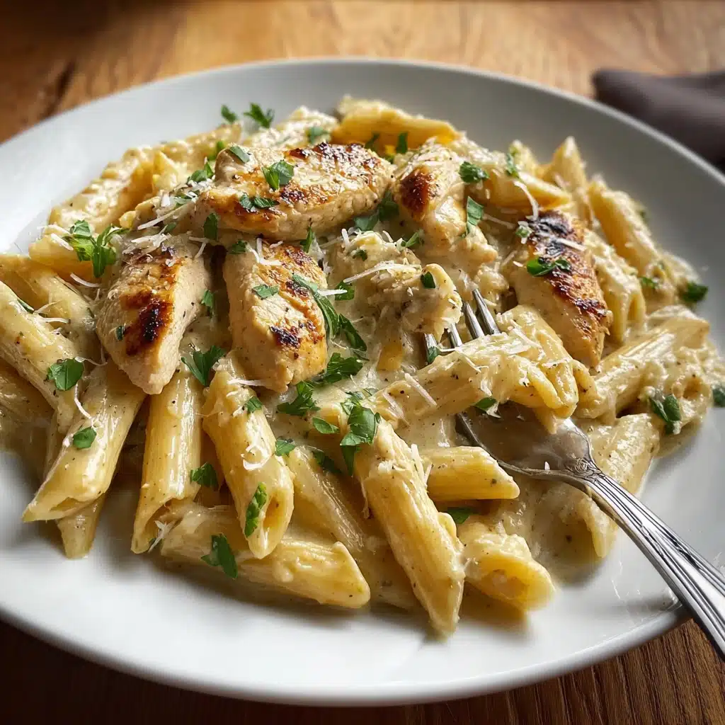 Served Garlic Parmesan Chicken Pasta
