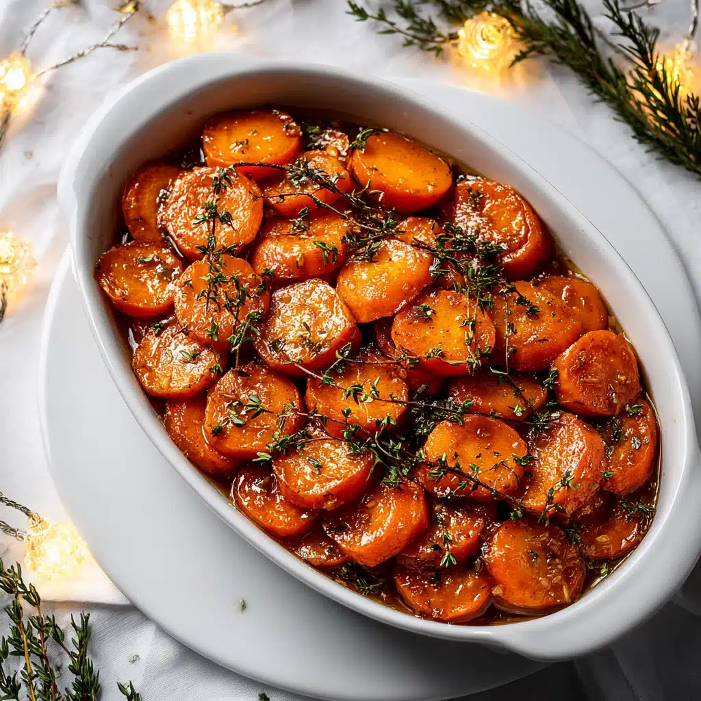 Honey glazed carrots on Thanksgiving table