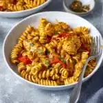creamy tomato chicken pasta close-up