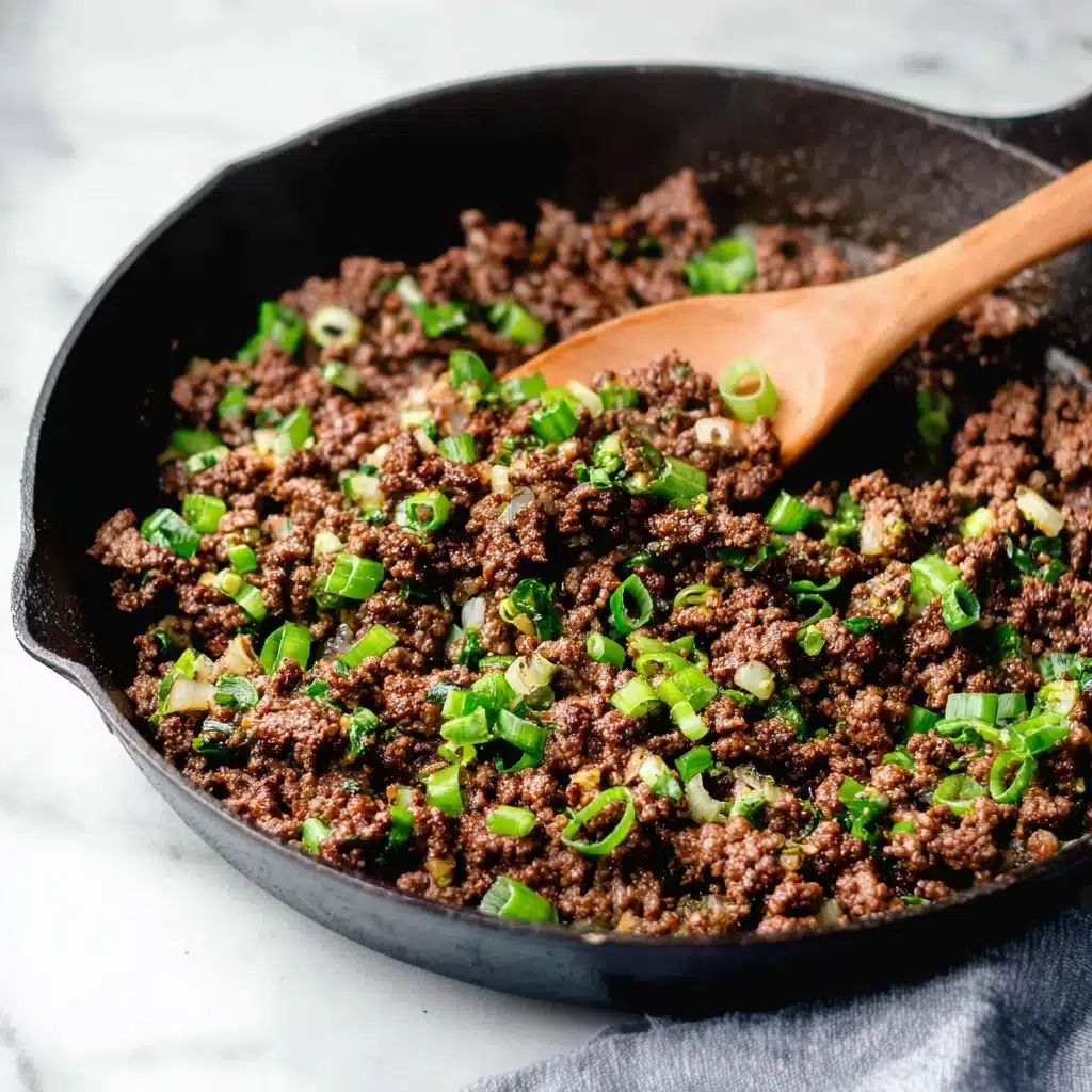 browning ground beef with garlic for korean beef and rice