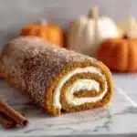serving pumpkin spice roll cake