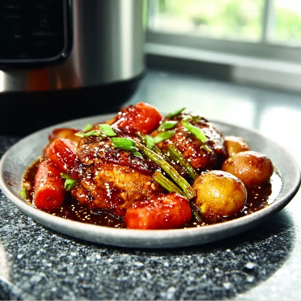 Slow Cooker Honey Garlic Chicken and Veggies: A Comforting One-Pot Wonder 5 meal prep containers filled with slow cooker honey garlic chicken and veggies on marble counter
