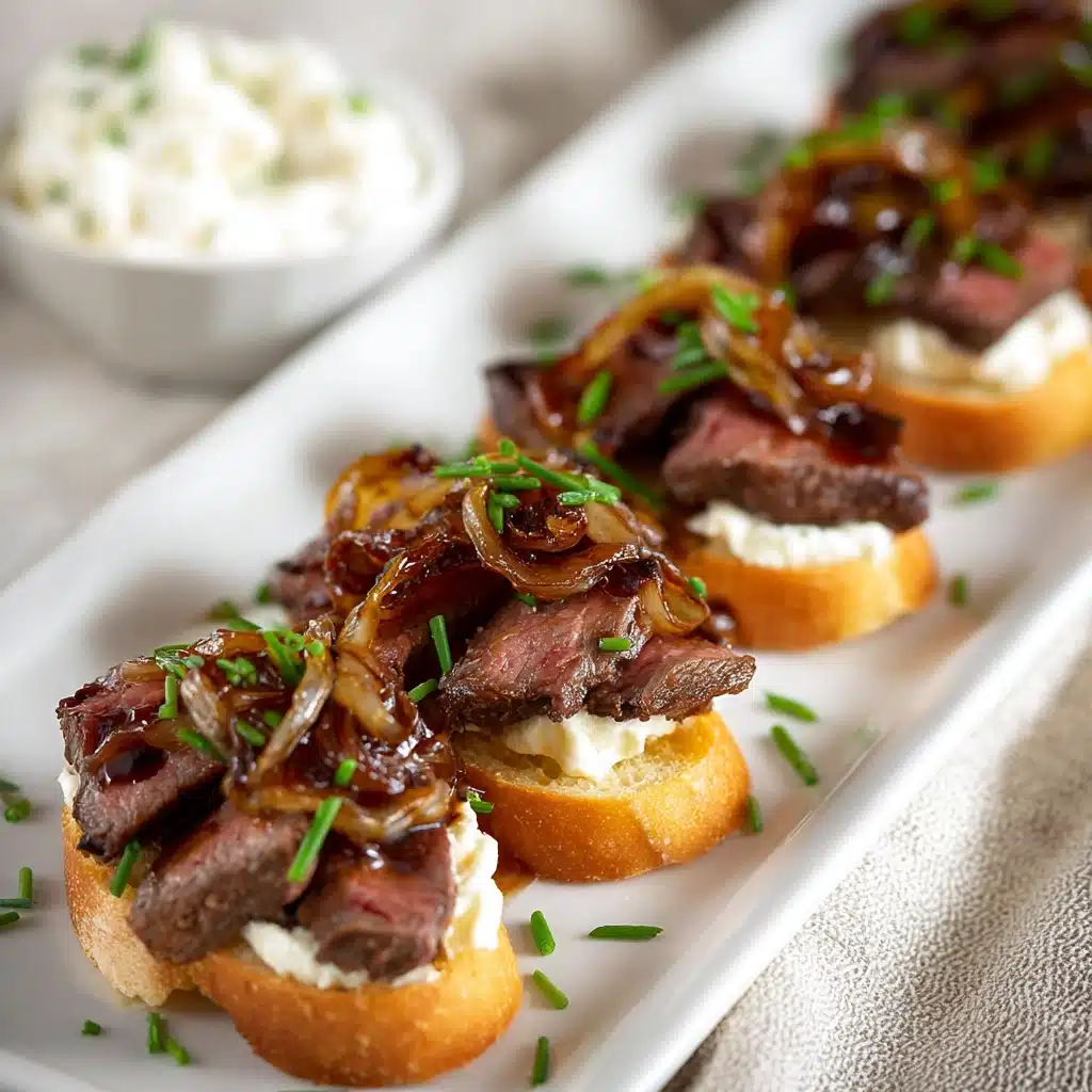Grilled Steak Crostini with Horseradish Sauce: The Ultimate Easy Steak Crostini Recipe 5 Steak crostini platter ready for serving