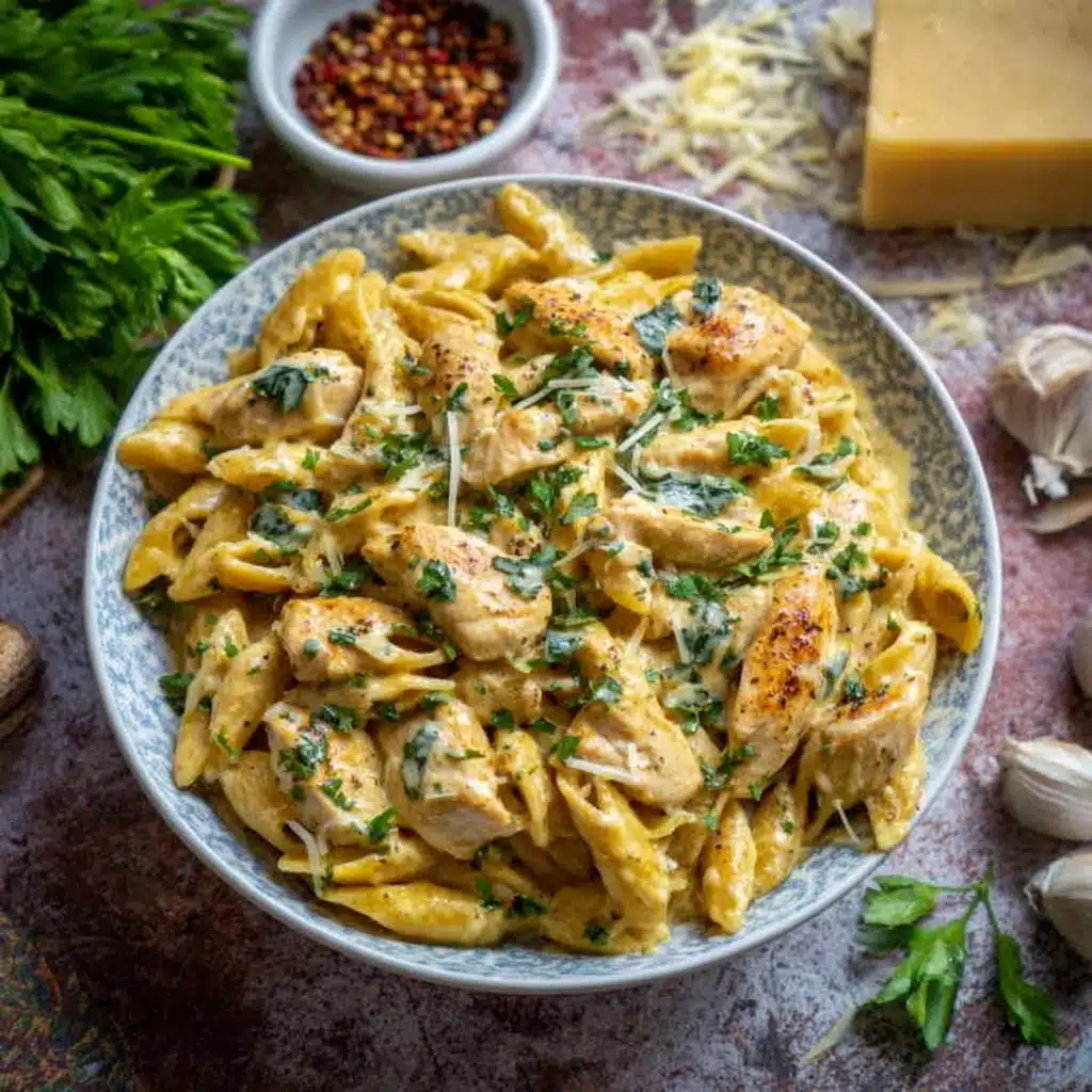 Easy Garlic Parmesan Chicken Pasta
