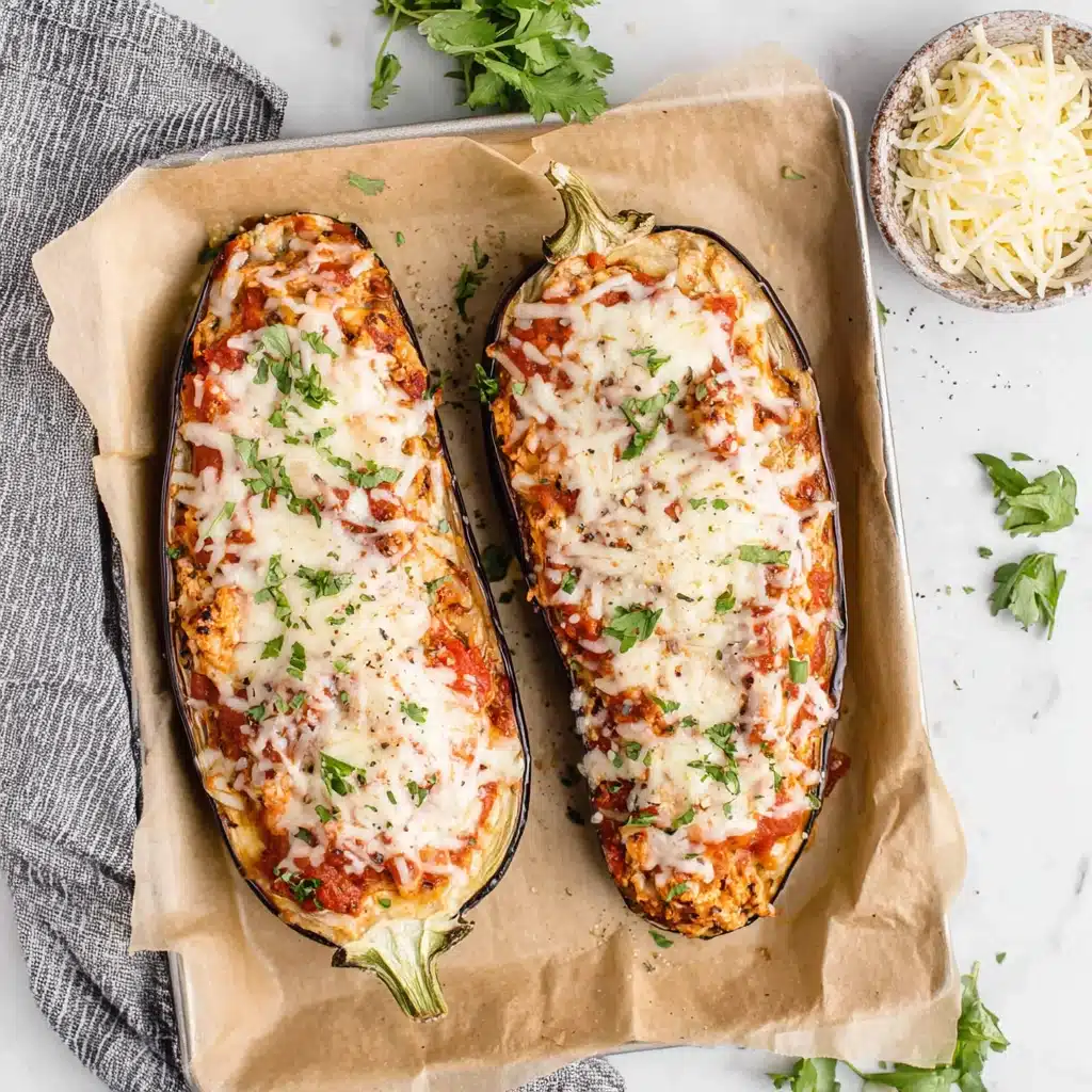 Baked Eggplant Boats – Easy Vegetarian Dinner with Mozzarella 4 Baked Eggplant Boats