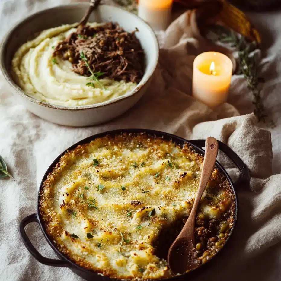 Vegan Shepherd's Pie with French Onion Lentils and Cauliflower Mash 4 Vegan Shepherd's Pie