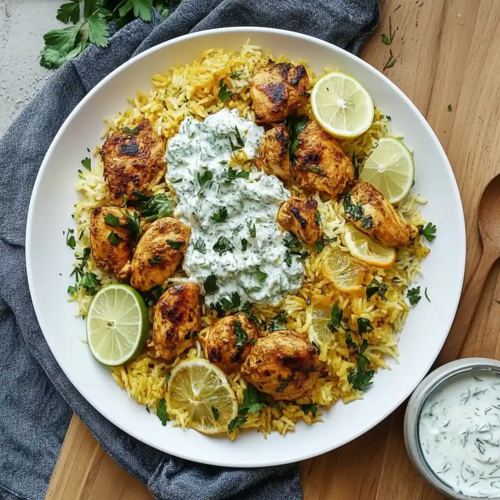 Dump-and-Bake Chicken Tzatziki Rice