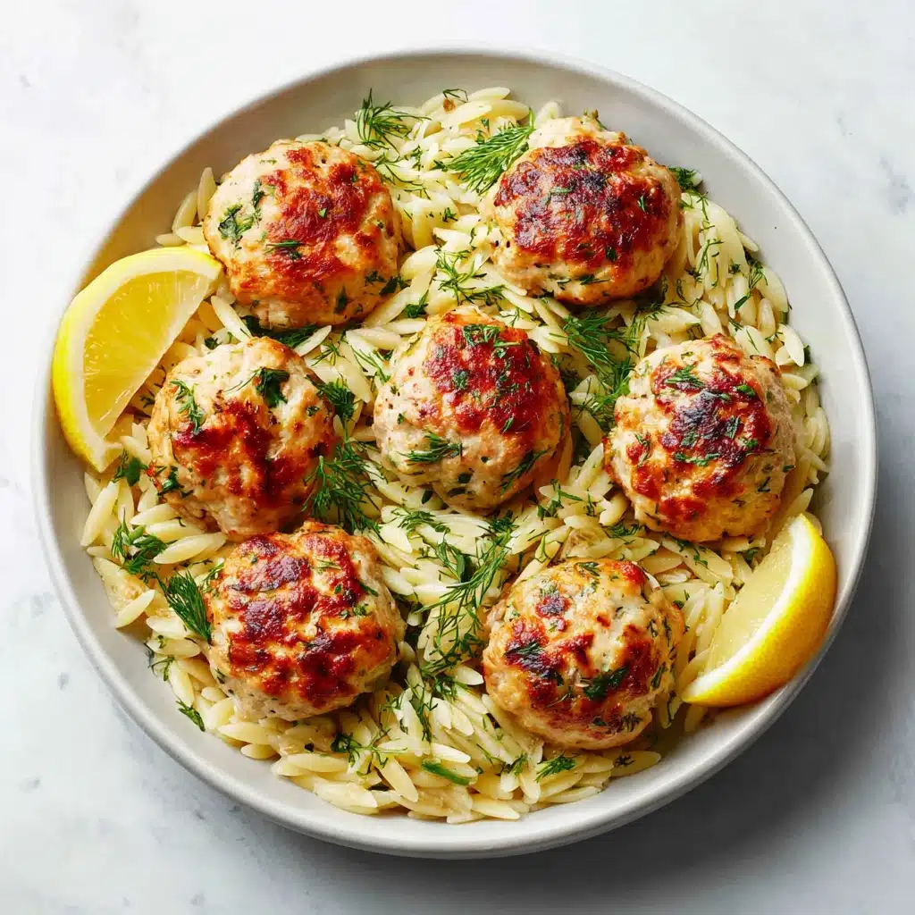 Greek Chicken Meatballs with Orzo