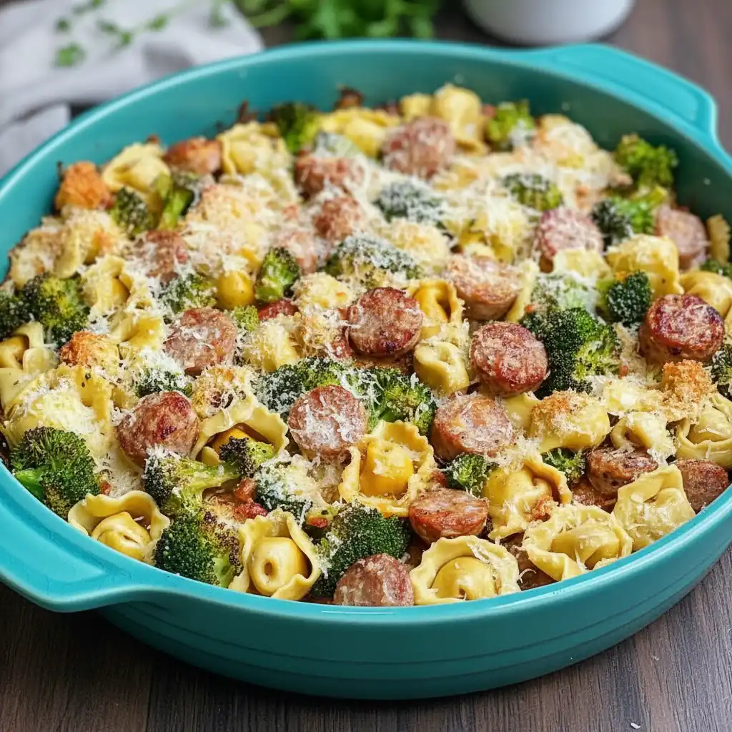 Sheet Pan Broccoli Tortellini Bake