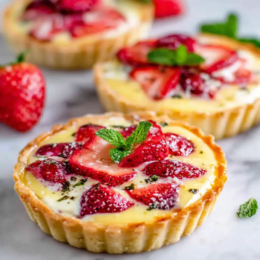Strawberry Custard Tarts With Honey Yogurt and Lemon Finish 4 Strawberry Custard Tarts
