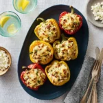 Baked Stuffed Bell Peppers with Chicken and Rice