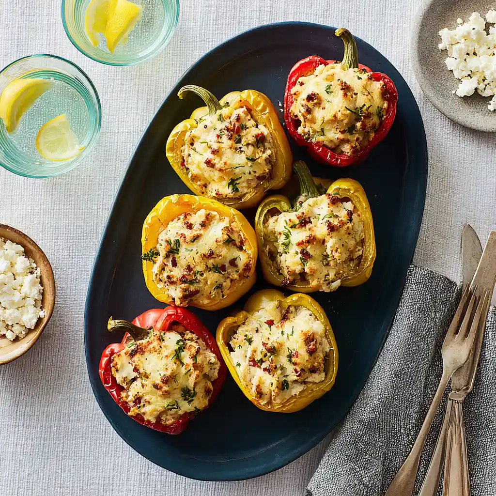 Baked Stuffed Bell Peppers with Chicken and Rice