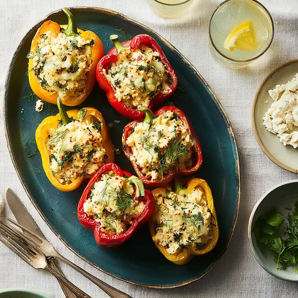 Baked Stuffed Bell Peppers with Chicken and Rice – Easy & Flavorful Dinner 4 Baked Stuffed Bell Peppers with Chicken and Rice