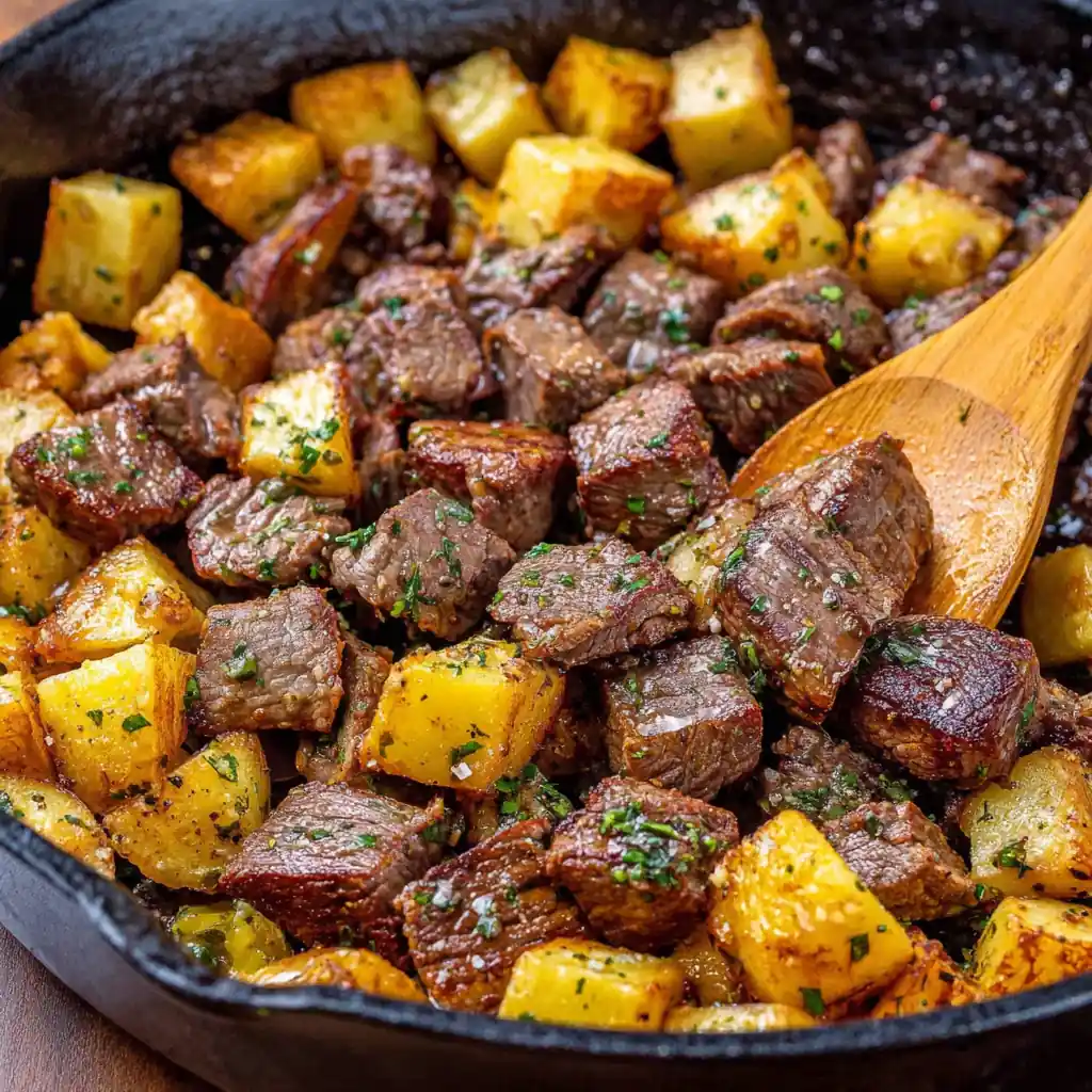 Garlic Butter Beef Bites with Potatoes 4 Garlic Butter Beef Bites