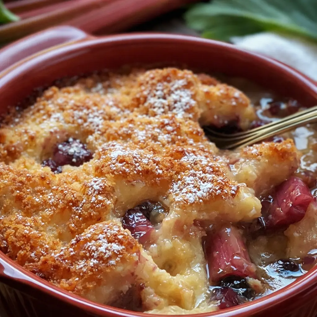 Baked Sticky Rhubarb Pudding