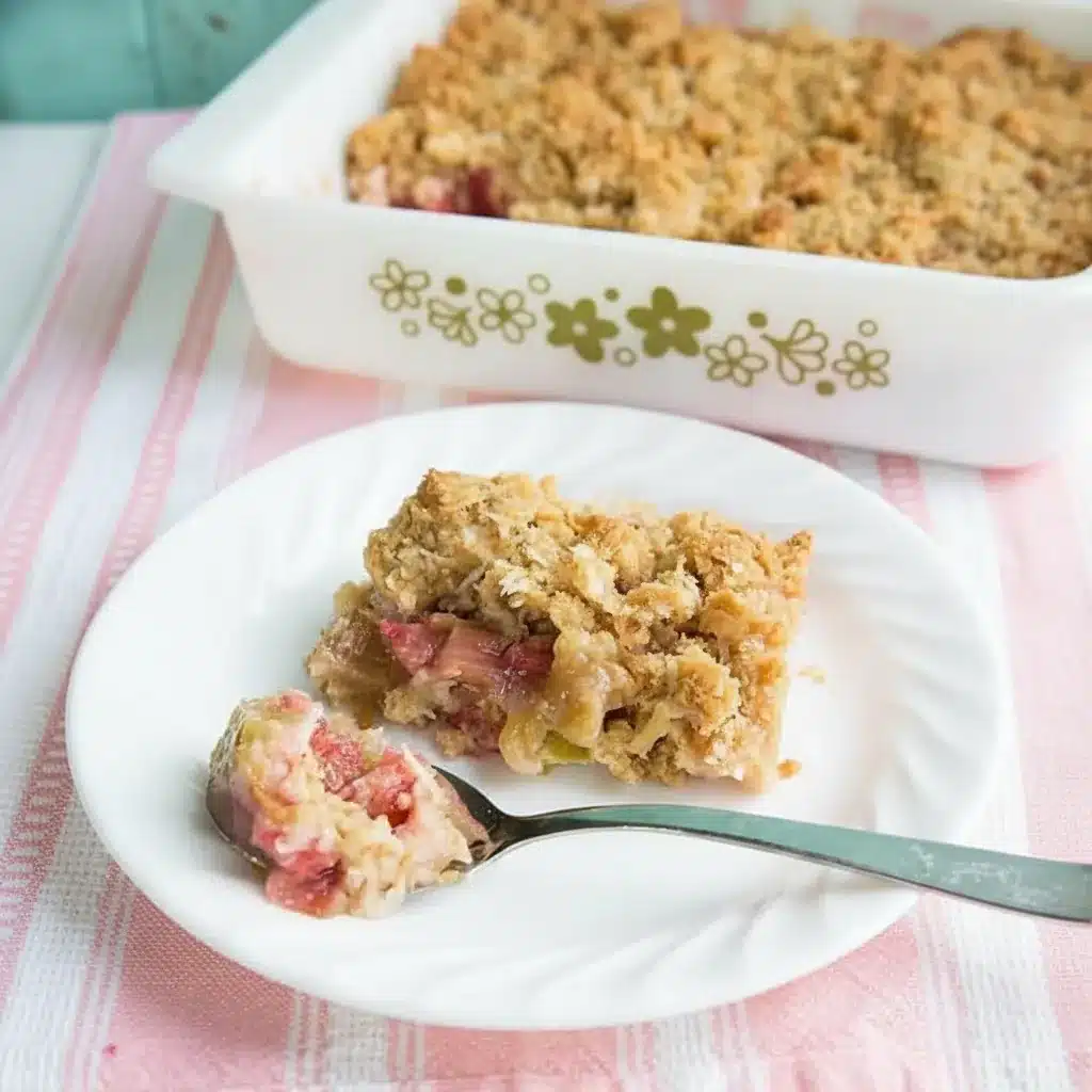 Coconut Rhubarb Crunch: A Remarkable Sweet and Tart Dessert 4 Coconut Rhubarb Crunch