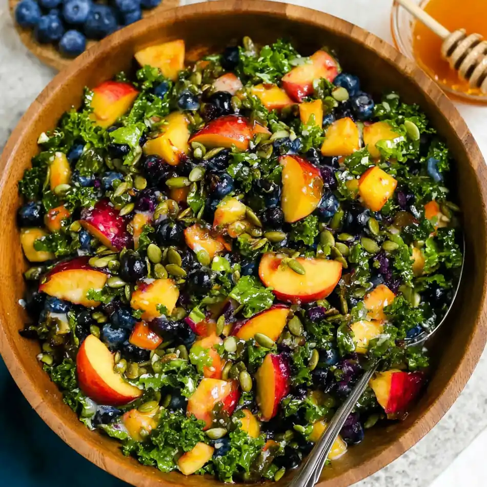 Peach Blueberry Kale Salad