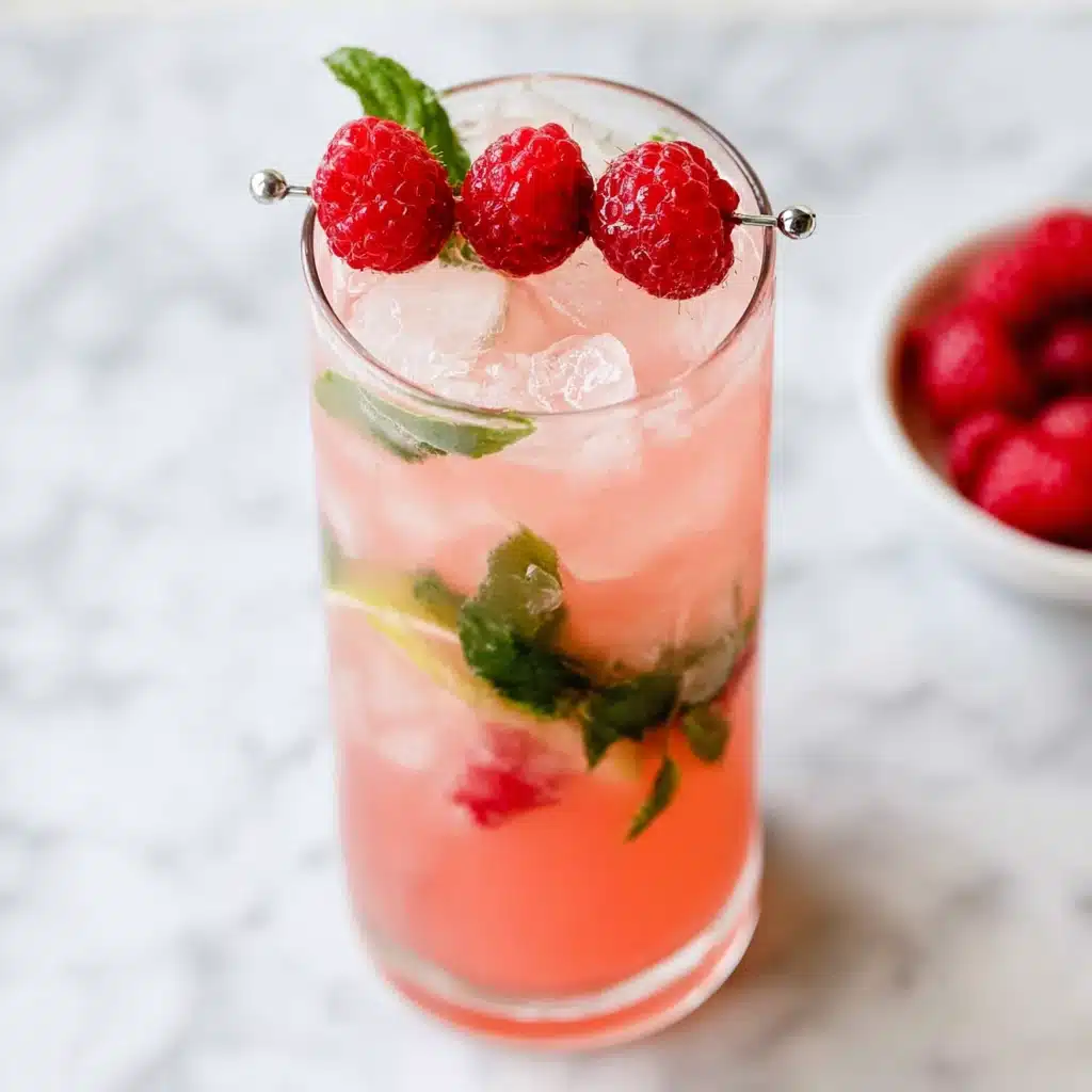 Raspberry mojito mocktail