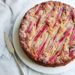 Rhubarb Rose Almond Cake
