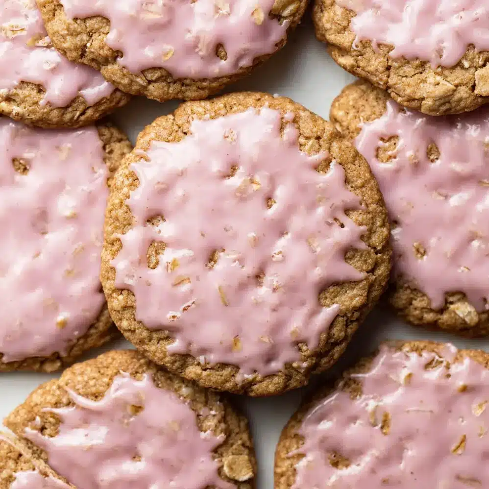 Strawberry Iced Oatmeal Cookies