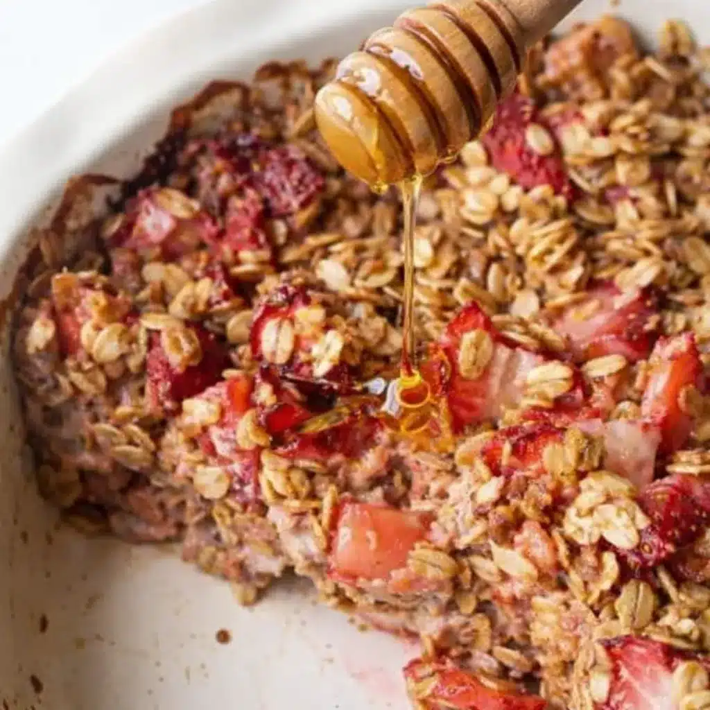 Strawberry Rhubarb Baked Oatmeal
