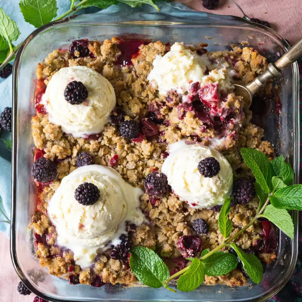 Triple Berry Rhubarb Crisp