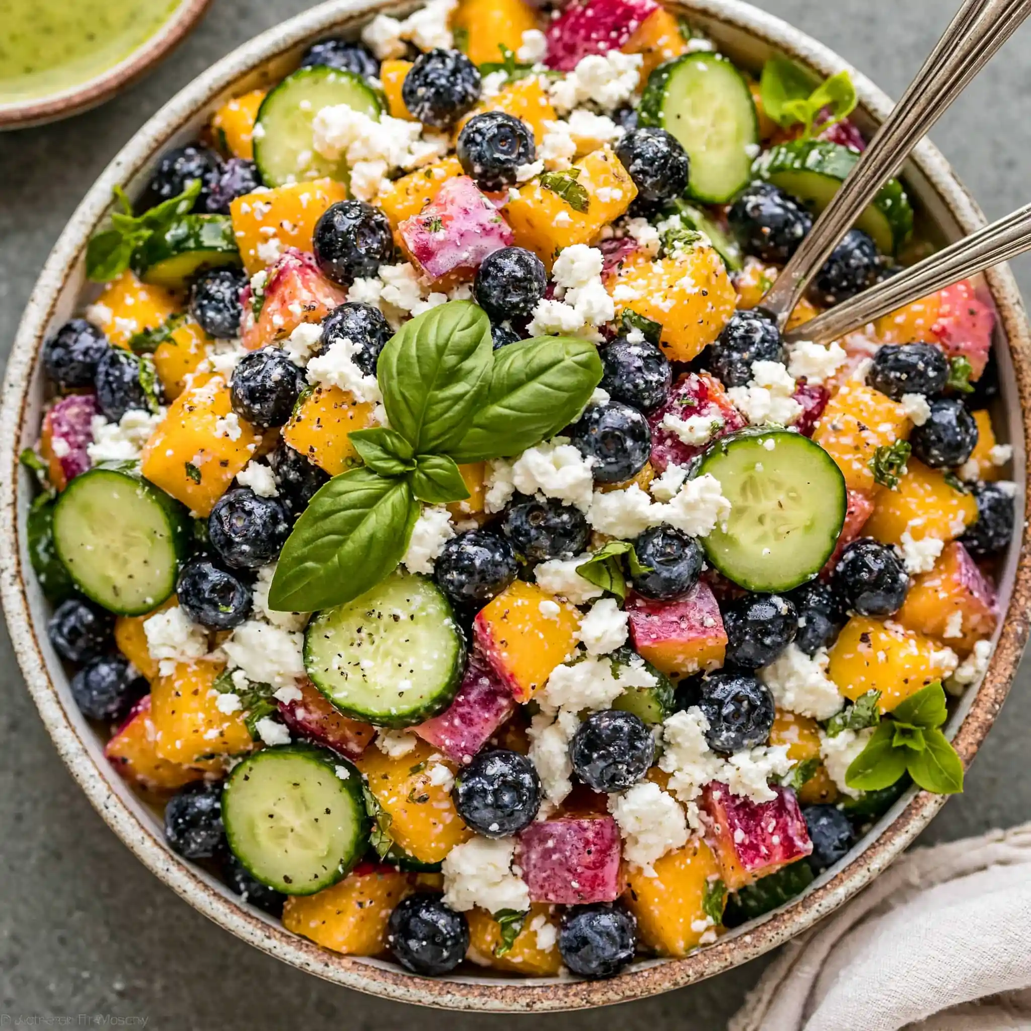 Blueberry Peach Feta Salad