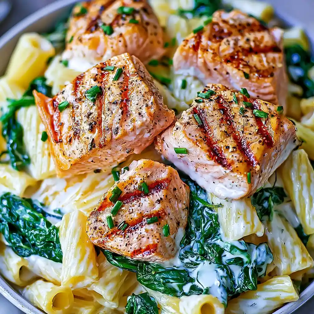 Creamy Salmon Spinach Pasta