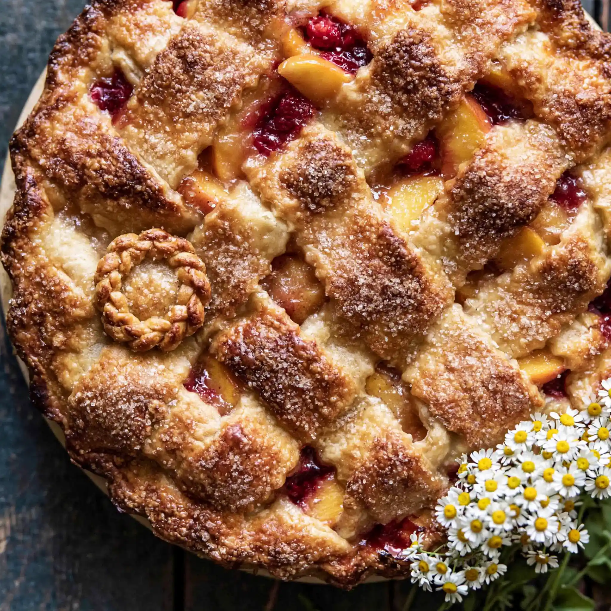 Honey Strawberry Peach Pie