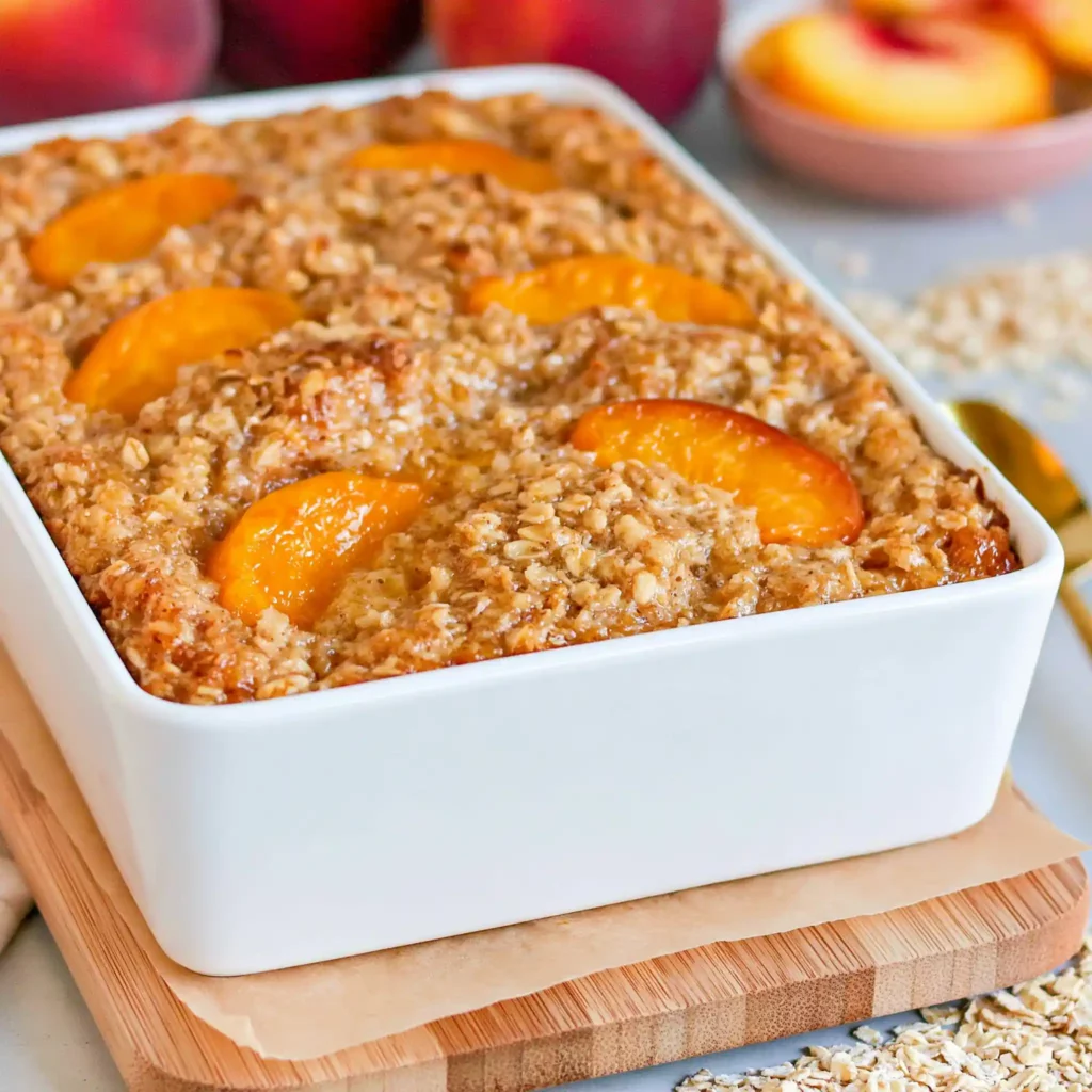 Peach Baked Oatmeal for a Warm and Healthy Breakfast 4 Peach Baked Oatmeal