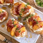 Peach Burrata Parmesan Crostini