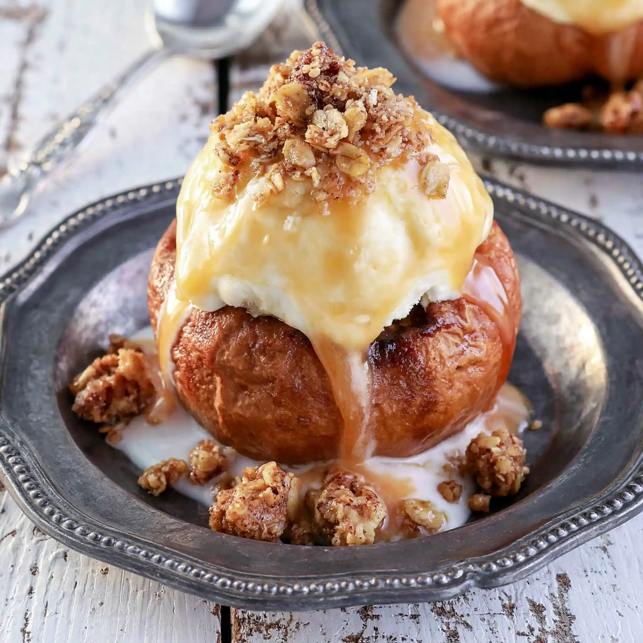 Peach Crisp Stuffed Baked Peaches