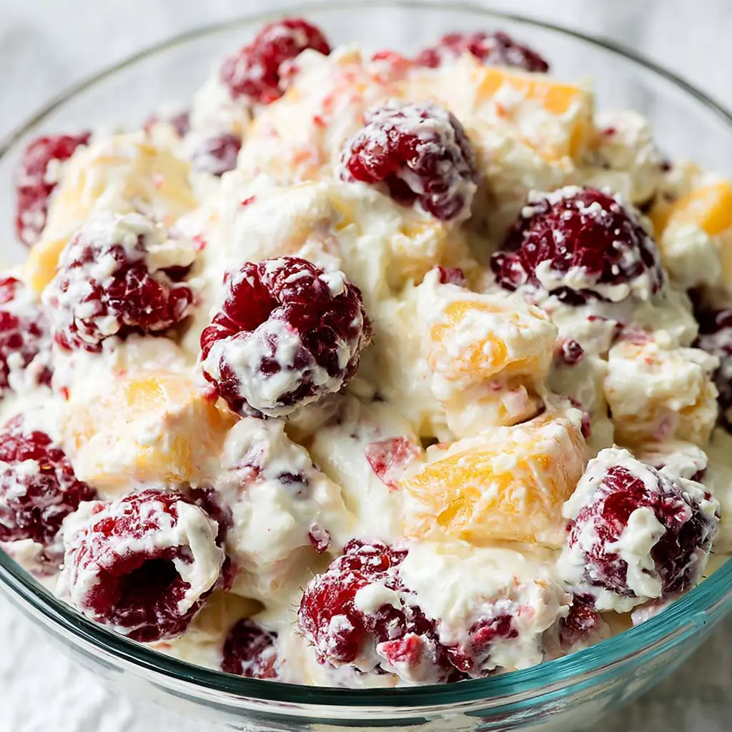 Raspberry Peach Cheesecake Salad