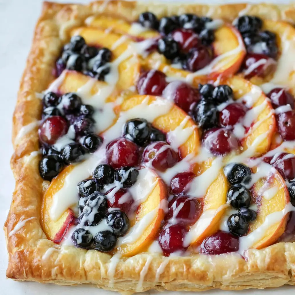 Blueberry Peach Puff Pastry Tart