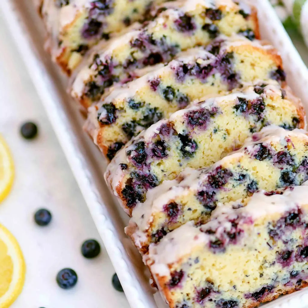 Blueberry Zucchini Bread with Lemon Glaze 4 Blueberry Zucchini Bread